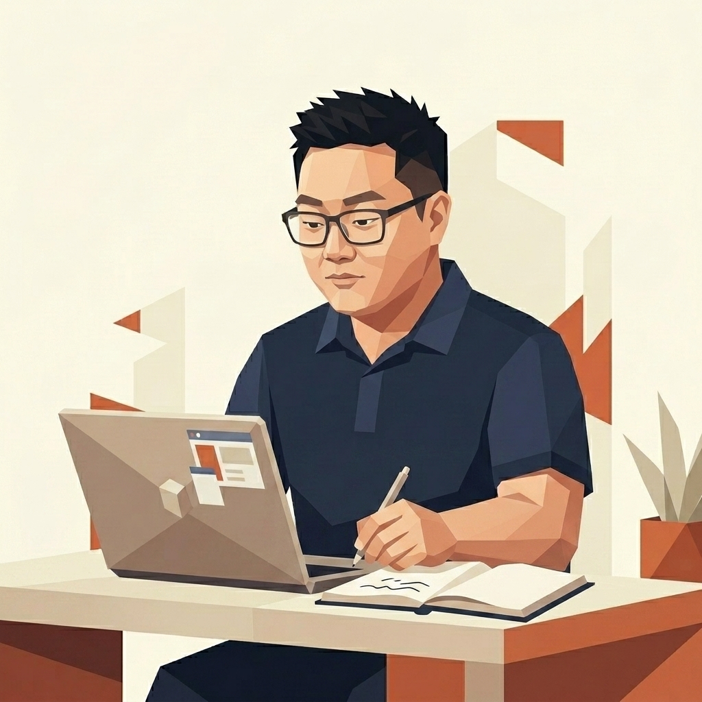 Bruce writing blog posts